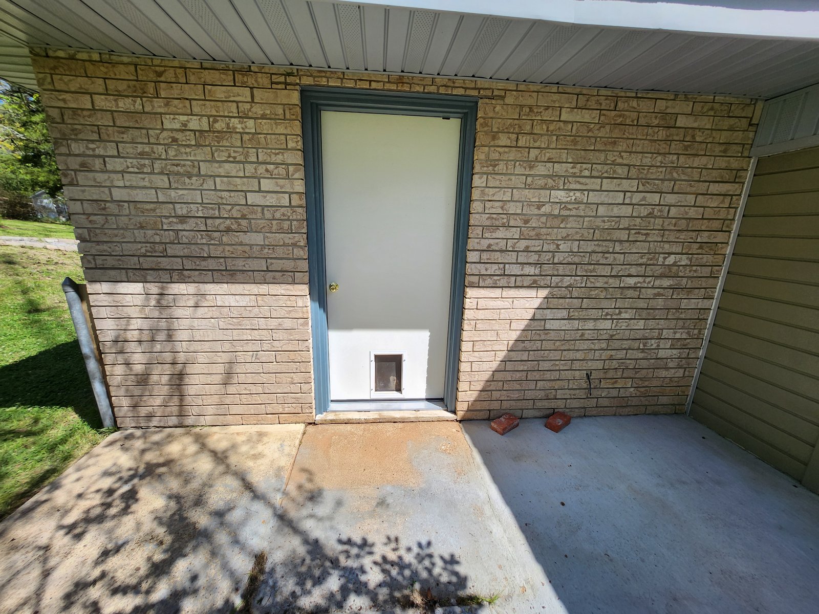 Back entry after soft wash, mold removed